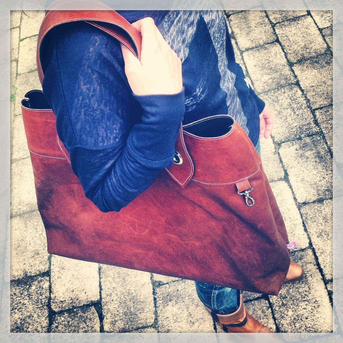 Brown Leather Bag in action