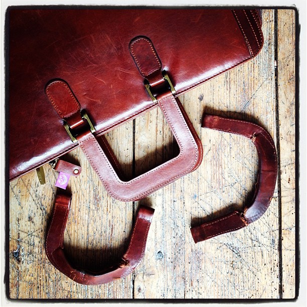 Leather bag with new handles