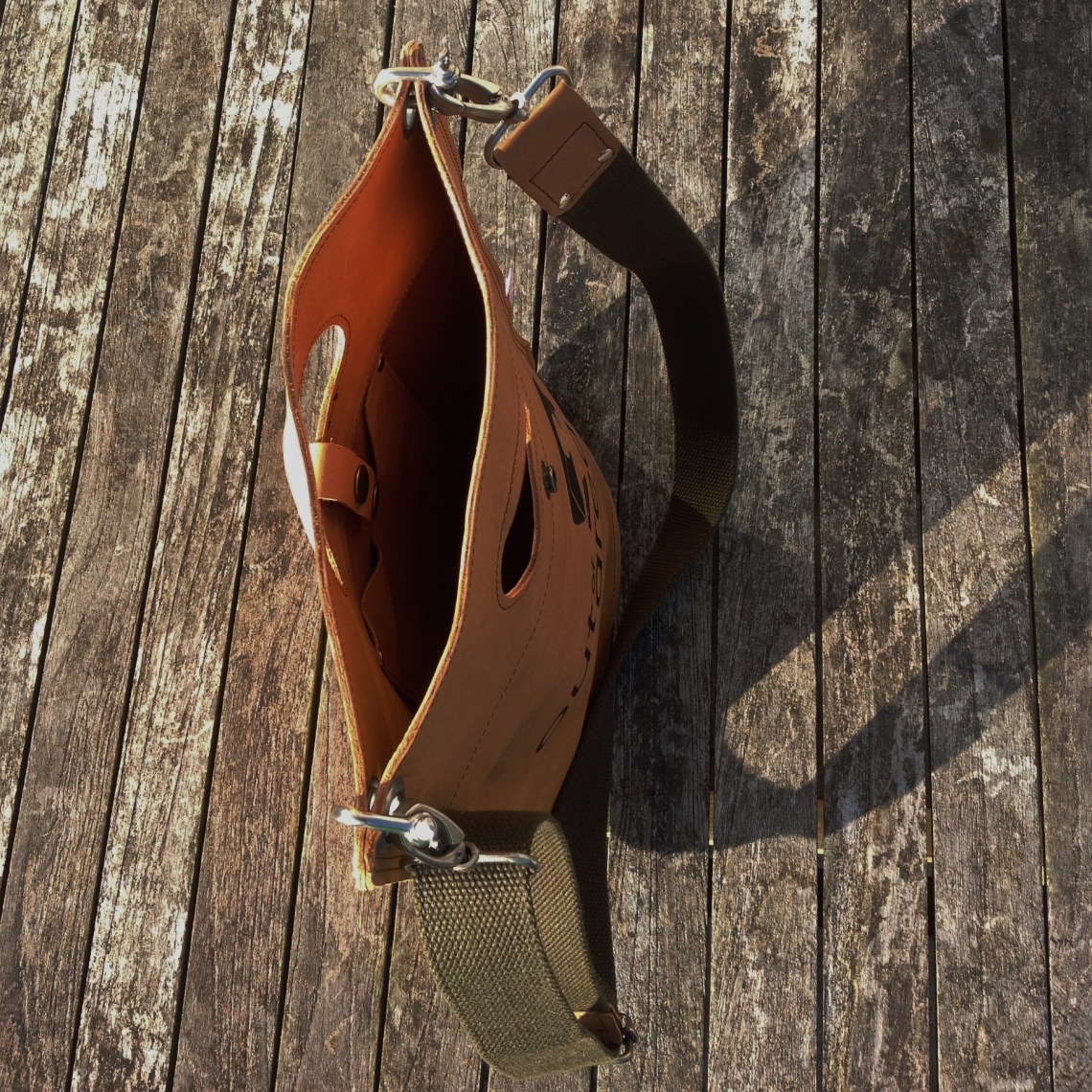 Leather Bag with Out of Area Logo Top