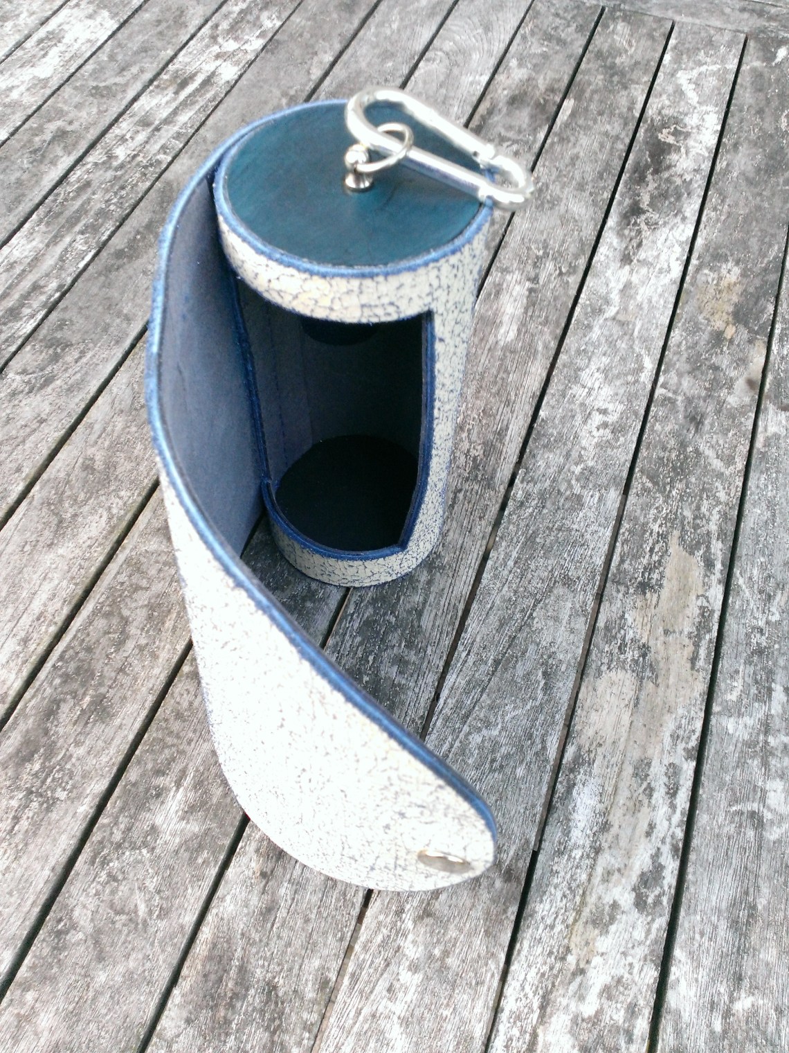 Leather lens case open