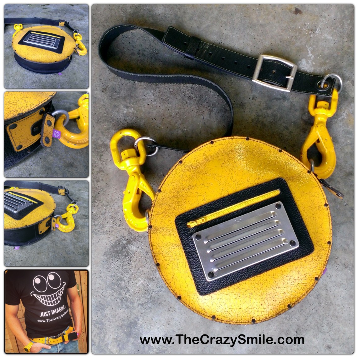 Raw leather bag Yellow and Black