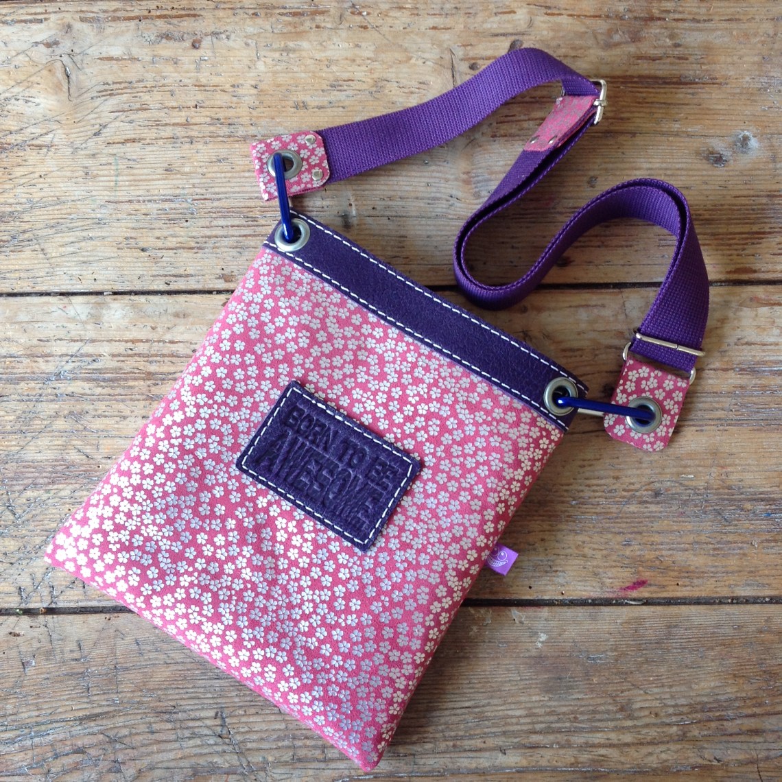 Pink and purple leather bag