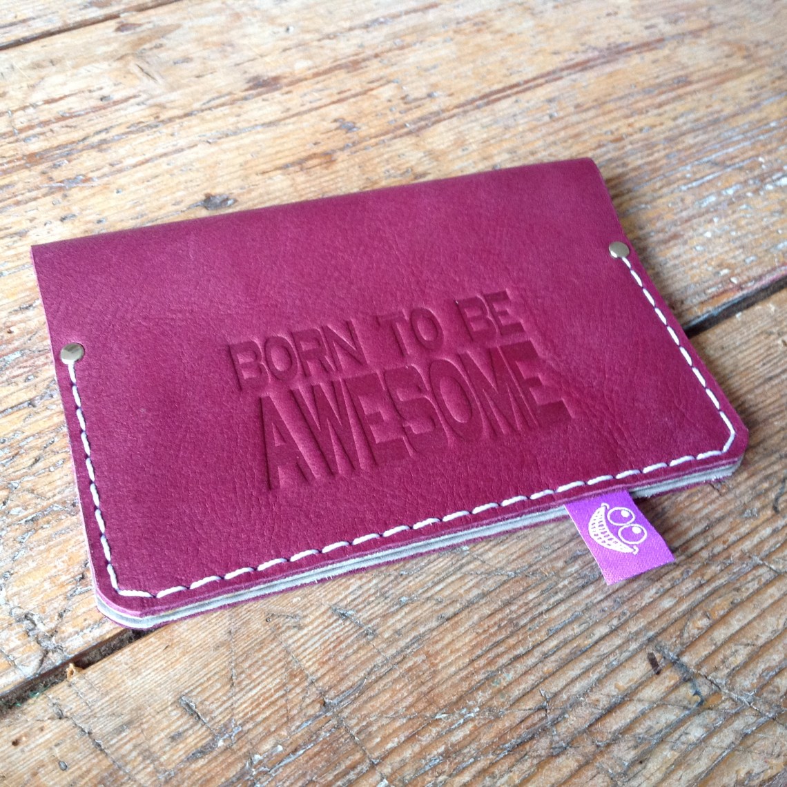 Passport cover leather purple