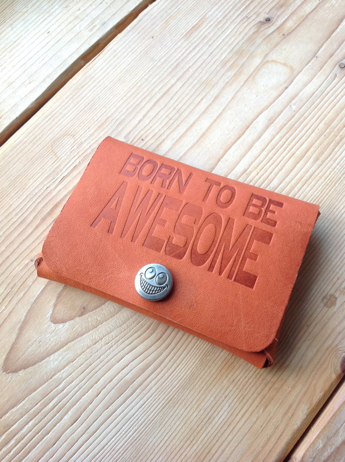 Born to be Awesome leather card holder