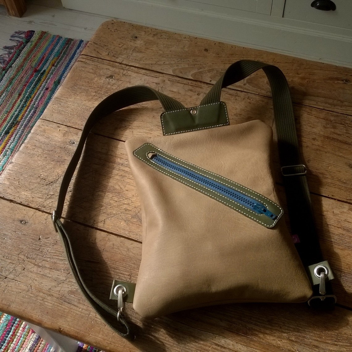 Simple leather backpack