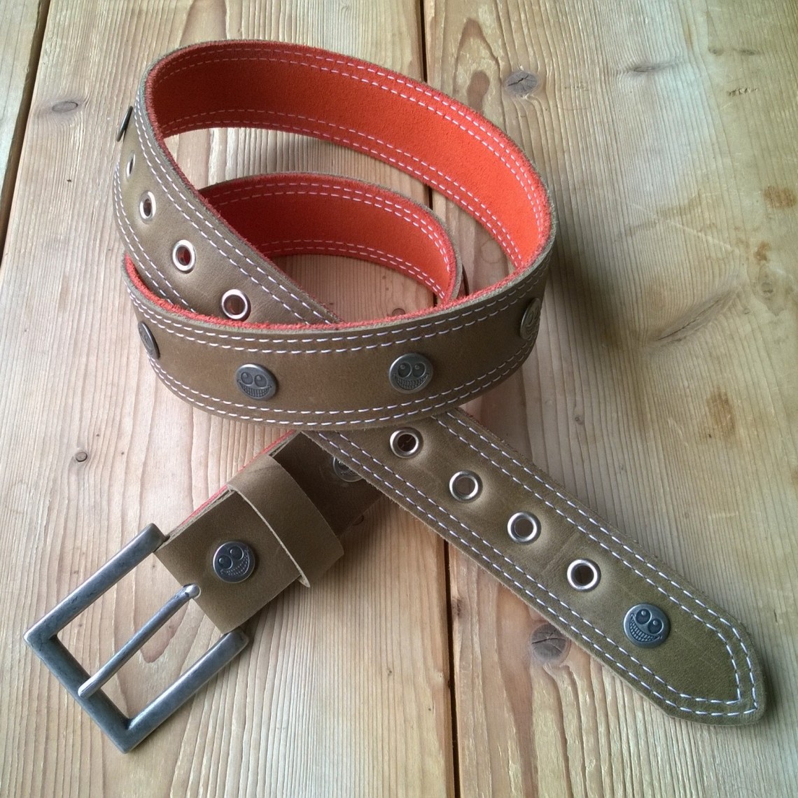 Green leather belt