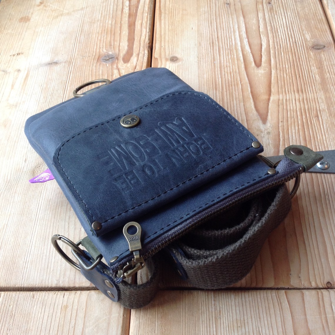 Small grey leather shoulder bag