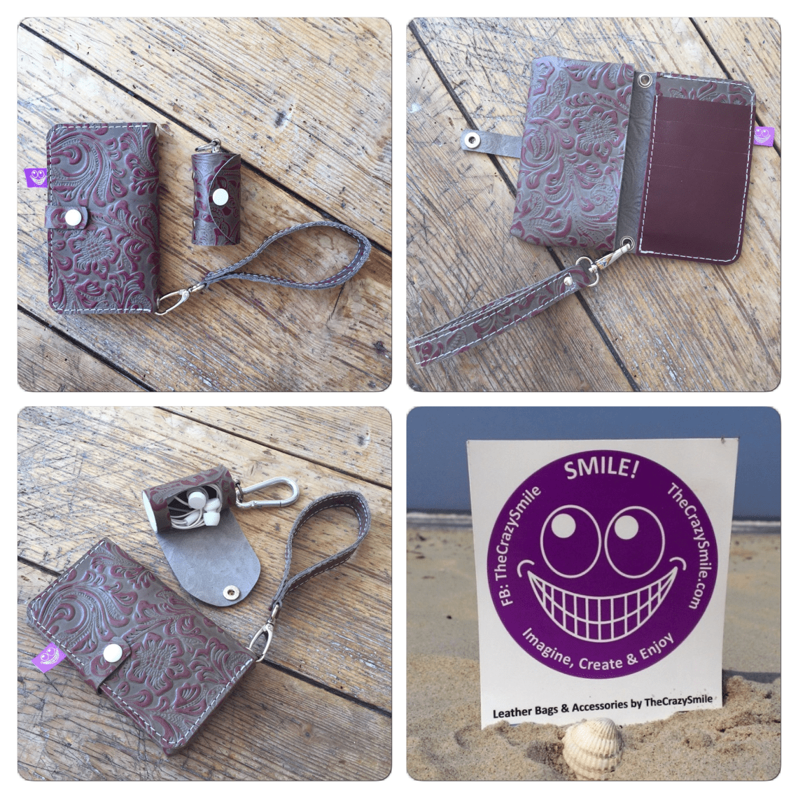 Leather case for phone and earphone