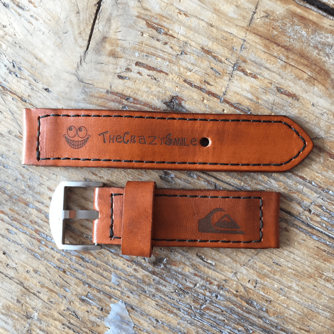 Leather watch strap for Quiksilver Lanai with logo